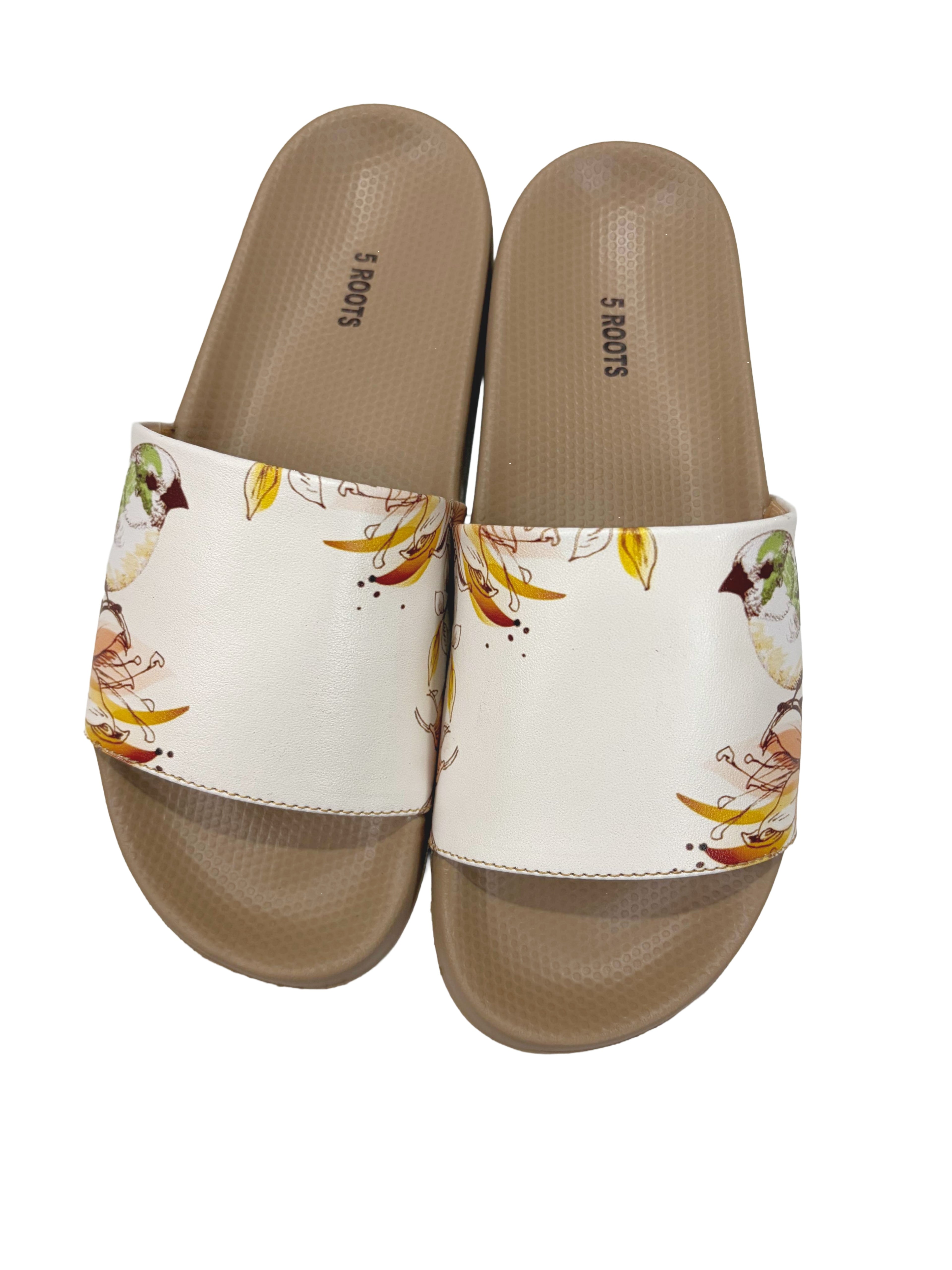 5 ROOTS WOMEN FLORAL SLIDES
